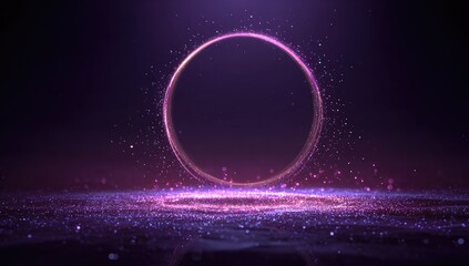 Fototapeta premium Dark, purple background with glowing circle