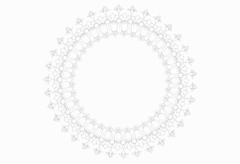 Intricate white lace circular pattern on plain background  
