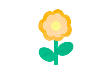 ポップな花　折り紙、切り絵調　オレンジ　グラフィック素材 