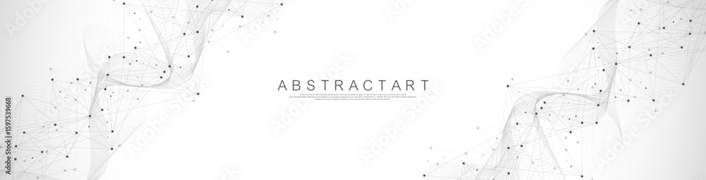 Poster global network connection concept. big data visualization. social network communication in the globa