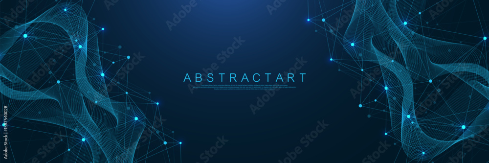 Fototapete global network connection concept. big data visualization. social network communication in the globa