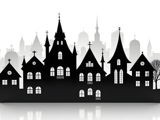 Fototapeta premium Black and White Cityscape Silhouette