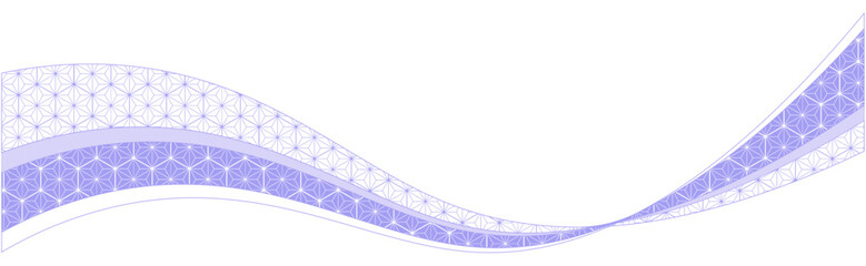 紫色の麻の葉模様が流れるように配置された、和風で上品な印象の波形背景デザイン｜波形, 麻の葉, 紫, 和柄, 背景