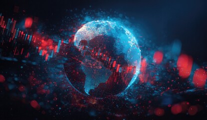 Global data network, vibrant earth