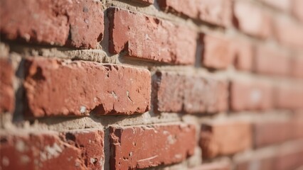 Obraz premium Close-up of a Weathered Red Brick Wall