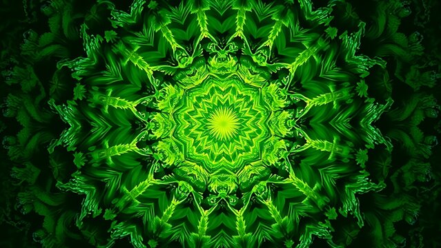 Whirlpool of emerald-green vegetables consuming fat cells in kaleidoscopic pattern.