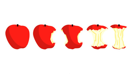 
Vector illustration showing the eating stages of a red apple from whole to core. Ideal for food, diet, health, consumption, or waste concepts in educational or creative visuals.
Vector illustration s