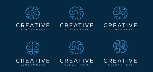 Obraz premium Brain Tech logo design with technology concept, Modern technology Brain logo vector icon.