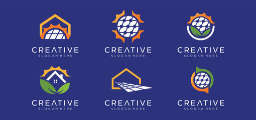 Residential home solar energy logo design, abstract Solar energy logo design, solar panels for homes