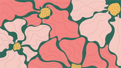 Colorful floral illustration background design. Light and dark combination. Minimalist pastel color design.