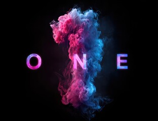 Abstract "ONE" in vibrant smoke