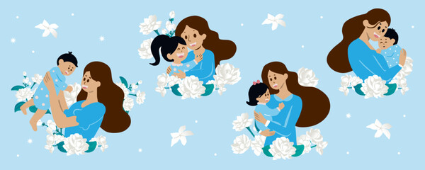 mother and daughter element object for mother's day design