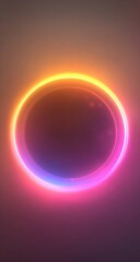 Naklejka premium Neon circle, glowing, vibrant colors