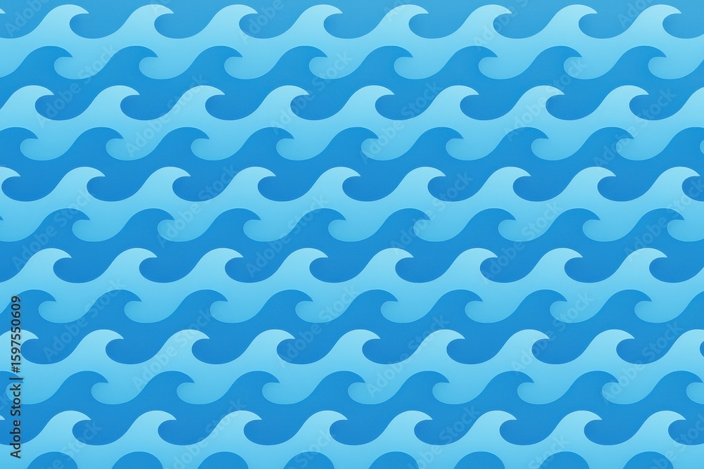 Poster ocean wave pattern: a serene and mesmerizing pattern of stylized ocean waves, their crests and troug