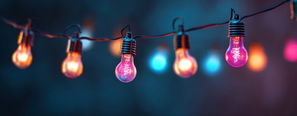 The vibrant string lights illuminating the evening with colorful charm and warmth.