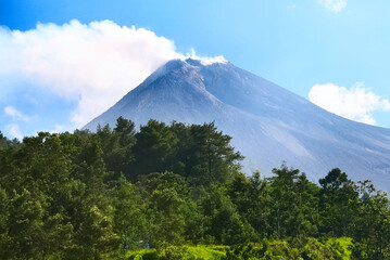 Fototapeta premium Mount volcano Merapi in Yogyakarta, Indonesia