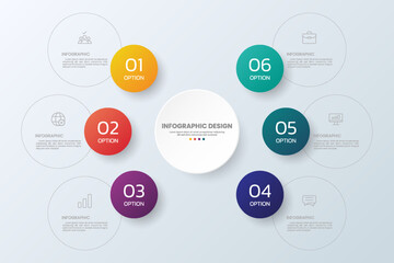 Six color circle infographic with six options