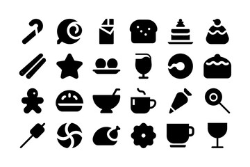 Candy cane solid fill color icon set