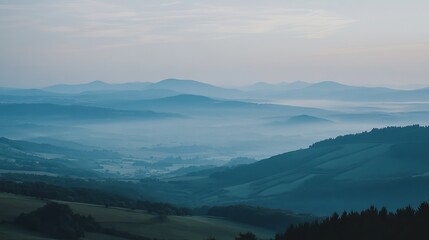 Misty mountain range panorama