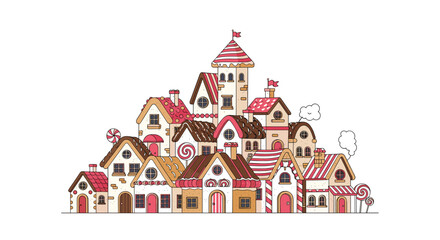 Obraz premium Whimsical gingerbread village collection festive holiday architectural elements
