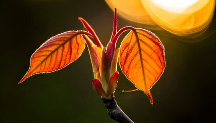 A close-up of vibrant leaves with a soft glow in the background.