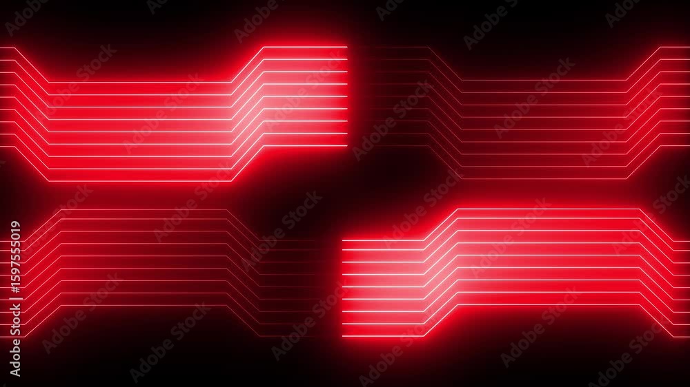 Aufkleber neon glowing futuristic circuit line animation on black background. abstract neon technology backgro
