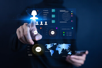 
Business analysts use dashboards to analyze people data and metrics connected to databases for finance, technology, operations, sales, and marketing.
