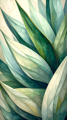 A close-up view of layered green and blue leaves, showcasing natural beauty and texture.