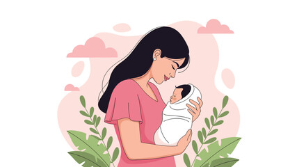 A tender moment a mother holds her newborn baby with love and care