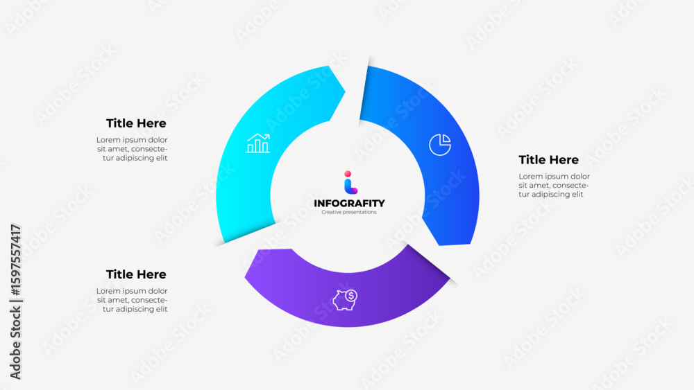 Aufkleber circular three arrows steps infographic perfect for enhancing professional presentations. showcasing