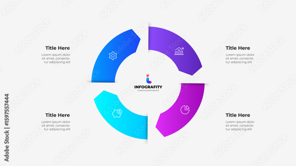 Poster circular four arrows steps infographic perfect for enhancing professional presentations. showcasing 