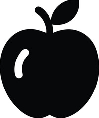 Black Apple Silhouette Icon Vector – Minimal Apple Shape Clipart