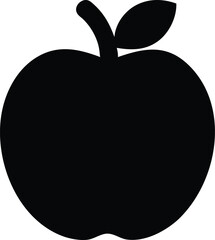 Solid Black Apple Icon Vector – Flat Apple Shape Silhouette Clipart