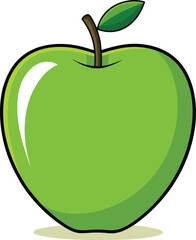 Green Apple Cartoon Clipart | Fresh Fruit Illustration PNG