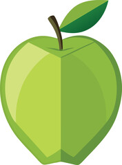Flat Green Apple Vector | Minimalist Fruit Clipart Design