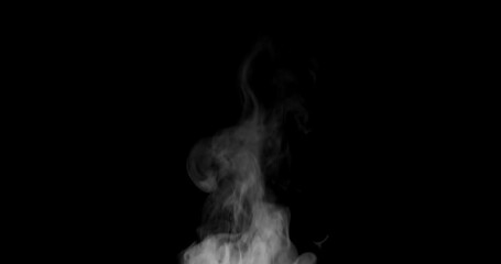 Trickle of Steam Slowly Rising from the Cup. White steam rises light, graceful twists on a black background. Slow motion. Footage is perfect for the layer with different blending modes. - Powered by Adobe