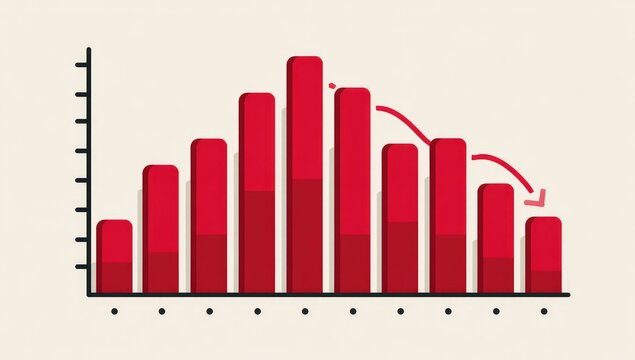 Red bar graph shows peak then decline