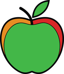 Multicolor Apple Clipart | Green Red Orange Fruit Vector Art