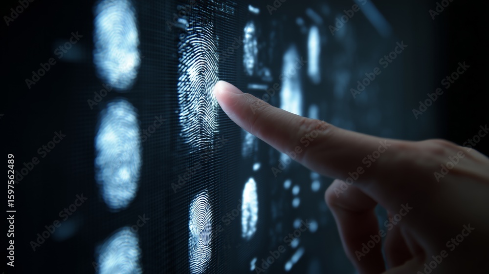 Poster understanding biometric security through fingerprint scanning and eye identification technology