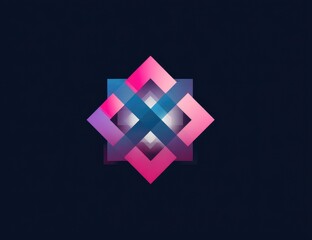 Abstract logo design; overlapping squares, vibrant colors