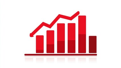Red bar graph showing declining trend