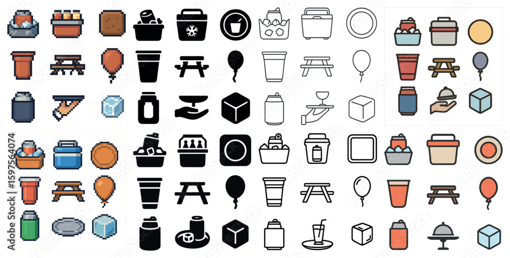 Poster set of icons for web design