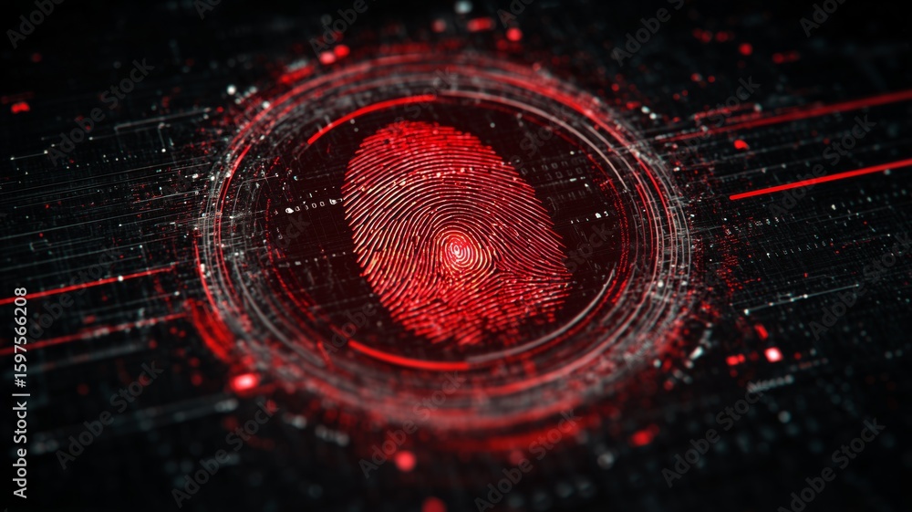 Aufkleber biometric identification technology using fingerprint and eye recognition in futuristic digital envi