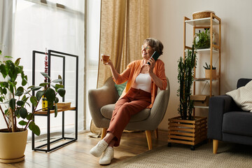Enjoying a leisurely afternoon in a cozy home with a refreshing drink
