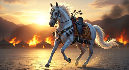 the horse in the sunset