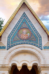 Obraz premium Saint Nikolas Fresco in front the Russian St. Nicholas church in the centre of Sofia city, capital of Bulgaria