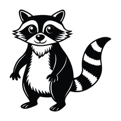 Obraz premium Black and white cartoon cat sitting calmly