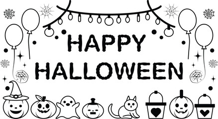 Halloween set vector outline