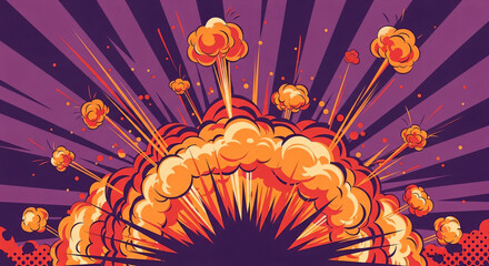 comic style 2d illustration explosion background 