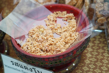 Traditional Thai Sweet Rice with Watermelon Syrup